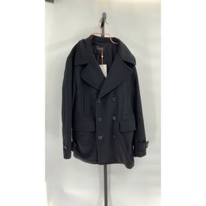 Quince Mens Italian Wool Peacoat Black L
